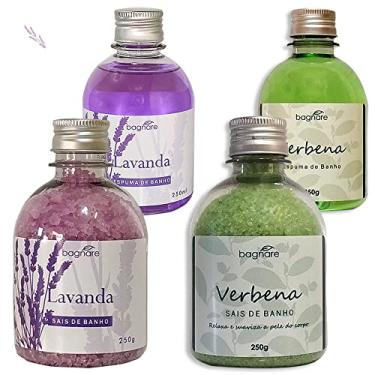 Imagem de Kit 2 Sais Para Banho e 2 Espumas Para Banheira Hidro Spa Ofuro Lavanda E Verbena 250ml cada