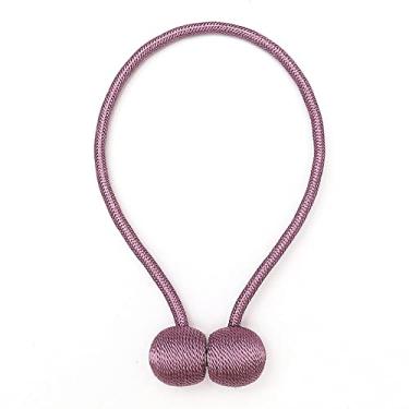 Imagem de Cortina de cor sólida fivela magnética cinta de cortina de cordão redondo fivela magnética sem perfuração sem instalação sem instalação cinta de cortina tiebacks, T18,1 Pçs