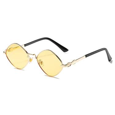 Imagem de Óculos de sol de moda vintage Steampunk óculos de sol retrô quadrados para mulheres óculos de sol UV400, C6 amarelo, tamanho único