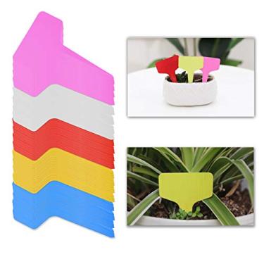 Imagem de Etiquetas vegetais Kare & Kind 100 x Tipo T – etiquetas marcadoras de plástico coloridas – à prova de intempéries e reutilizáveis – para jardins, berçários, fazendas – Identifique plantas de vaso, vegetais, ervas