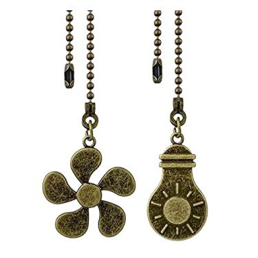 Imagem de Extensão de corrente de puxar ventilador de teto, conjunto de pingente de corrente decorativo de 30,5 cm, ornamento de extensor de corrente de puxar para ventilador de bola de contas com conector, (bronze antigo)