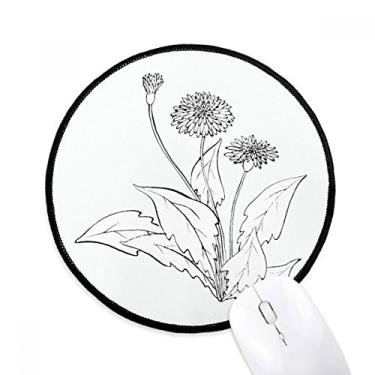 Imagem de DIYthinker Mouse pad preto branco dente-de-leão flores planta desktop escritório tapete redondo para computador