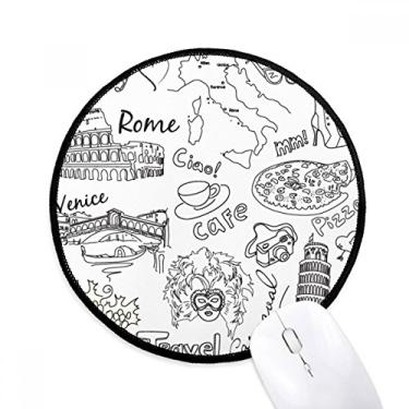 Imagem de Tapete de mouse esboço de viagem famoso paisagem da Itália desktop escritório tapete redondo para computador