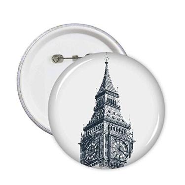 Imagem de Broche de esboço de ponto de referência da Torre de Sino Acessório de decoração 5 peças