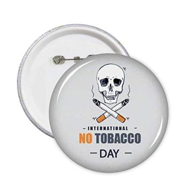 Imagem de Logotipo caveira sem tabaco dia alfinetes crachá botão emblema acessório decoração 5 peças