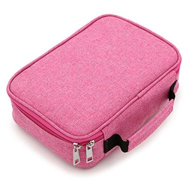 Imagem de BTSKY® Estojo de lápis de alta capacidade para canetas com zíper - Estojo multifuncional para lápis de papelaria com 72 compartimentos, estojo de lápis de cor portátil com 2 mangas removíveis (rosa)