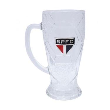 Imagem de Caneca Vidro Bola Futebol 630ml Tricolor - São Paulo - Mileno