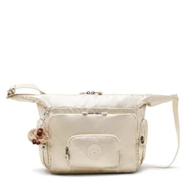 Imagem de Kipling Erica Crossbody feminino, Jetset Traveller, bolsa pequena, bolsa de poliéster, ouro estrelado metálico, Ouro estrelado, metálico, 12.25''L x 8.75''H x 6.25''D