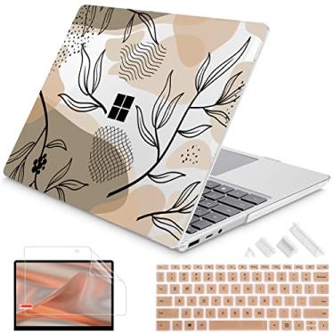Imagem de Mektron Capa projetada para laptop Microsoft Surface de 15 polegadas 3/4/5 2019/2021/2022 Modelos: 1872/1873/1953/1979, capa rígida de plástico com protetor de tela + capa de teclado + plugues de poeira, flores abstratas