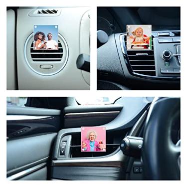 Imagem de Drive Buddy Molduras para fotos de carro, suporte de foto de ventilação de carro, clipes magnéticos de acrílico para aberturas de ar, serve para fotos de tamanho de carteira de 5 x 5 cm (quadrado)
