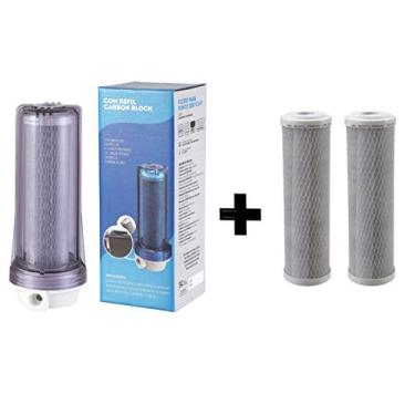 Imagem de Filtro Agua 9 3/4 Ponto De Uso Pou Carvão Ativado Bbi F230pou Transparente + 2 Refis