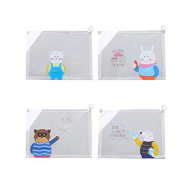 Imagem de 4 bolsas de arquivo brancas com zíper Legou para materiais escolares e escritório, foto colorido-4