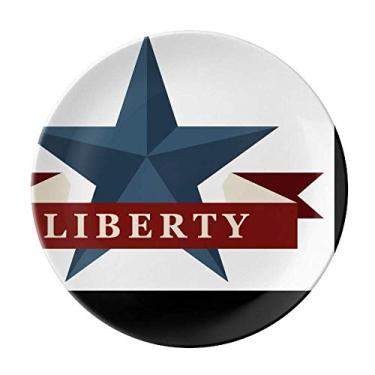 Imagem de Pentagrama Liberty Slogan America Country City Prato decorativo de porcelana Salver Prato de jantar