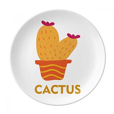 Imagem de Prato decorativo de porcelana para suculentas de cacto laranja
