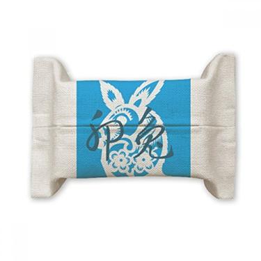 Imagem de Ano Novo de Coelhos Animal do Zodíaco da China Suporte de capa de papel de tecido de algodão saco de linho