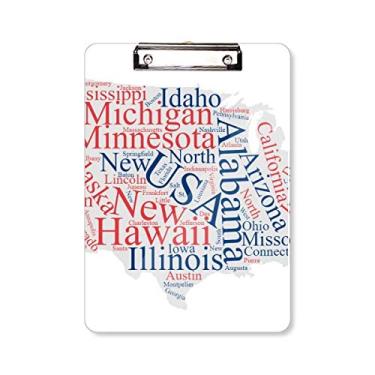 Imagem de Mapa dos EUA América Cidade Wordcloud Prancheta Pasta Bloco de Escrita Placa de Apoio A4