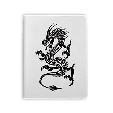 Imagem de Caderno com silhueta de flor de dragão e arte em grão Diário capa macia Diário