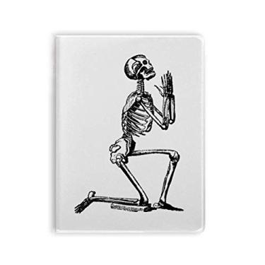 Imagem de Caderno de desenho de esqueleto humano orando capa de goma Diário capa macia
