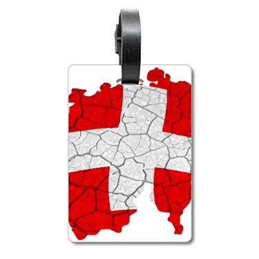 Imagem de Mapa da Suíça com estampa abstrata de bandeira da Suíça, etiqueta para bagagem, cartão de armazenamento, etiqueta