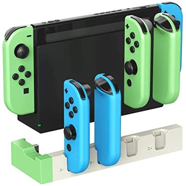 Imagem de TwiHill Dock de carregamento para N-Switch Joy-con, dock para carregador Quad USB com indicadores LED, conjunto de dock oficial NS para carregar controladores Joy Con de 4X Switch (Branco)