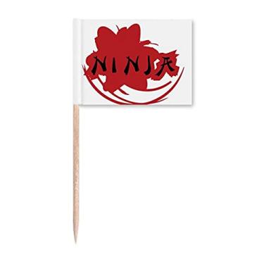 Imagem de Bandeiras de palito de dente japonesas Ninja com desenho de Sakura