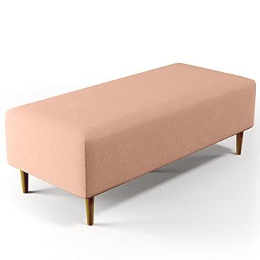 Imagem de Puff Decorativo Sala de Estar Bali W01 Pés Palito 120x50 cm Linho Rosê - Lyam Decor