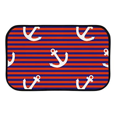 Imagem de DreamBay Tapetes de porta pequenos Tapetes de chão 23,6 x 15,7 polegadas Sailor White Anchor on Red Anti Fadiga Tapete de Pé Interior Exterior Capacho de Boas-vindas Tapete de Entrada Antiderrapante