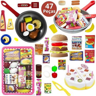 Imagem de Comidinhas de Brinquedo Cozinha Bolo Frigideira Mercadinho Infantil 