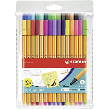 Imagem de Fineliner - STABILO point 88 - Carteira com 30 - Cores sortidas, incluindo 5 cores neon