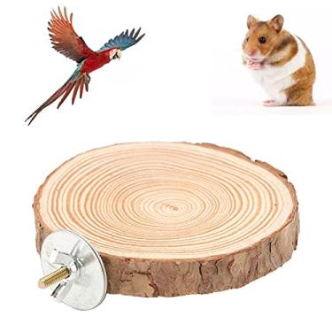 Imagem de Round Wooden Springboard Parrot Perches Stand Toy Bird Parrot Perch Platform for Small Parakeets Cockatiels Hamster(8cm)