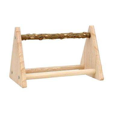 Imagem de IEUDNS Papagaio jogar suporte de madeira pássaro jogar suporte dormir playground balanço gaiola acessórios mesa playstand pássaro poleiro para lovebirds, sem copo