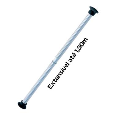 Imagem de Bastão Varão Tubo Extensível Regulável para Cortina de Box Banheiro Pia