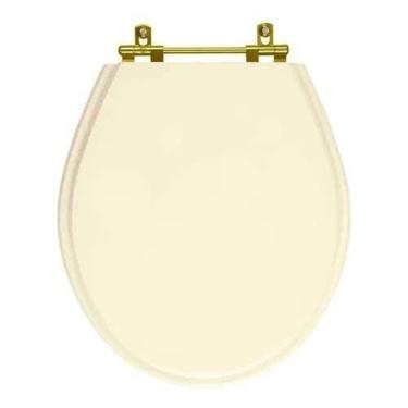 Imagem de Assento Sanitário Poliéster Ravena Creme Ferragem Dourada