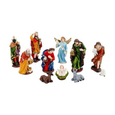 Imagem de Presepio Natalino 10cm Enfeite Decorativo 11 peças Resina Decoração de Natal