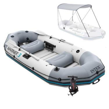 Imagem de Bote Inflável Mariner 3 C/ Par Remos Bomba Capota Teto Removível Intex