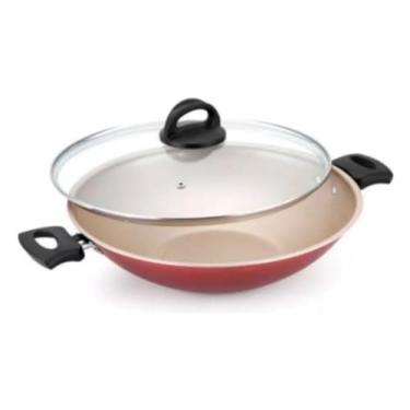 Imagem de Panela Wok Paella Bege Com Cereja 30cm Antiaderente Teflon