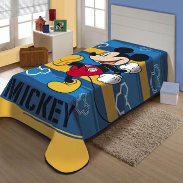 Imagem de Cobertor Solteiro Juvenil Raschel Jolitex Disney Mickey Feliz
