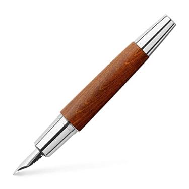 Imagem de Faber-Castell Caneta tinteiro E-motion 148202 com ponta de madeira/cromada EF inclui embalagem de presente, cor marrom/prata
