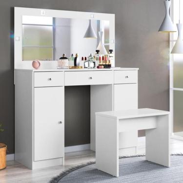 Imagem de Penteadeira Com Led Bailey Branco Com Banqueta