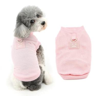 Imagem de Ranphy Camisas para cães, roupas de tricô, camisa lisa para cães pequenos, camisetas macias e respiráveis, roupas de primavera e verão, roupas para gatos chihuahua yorkie, rosa, P