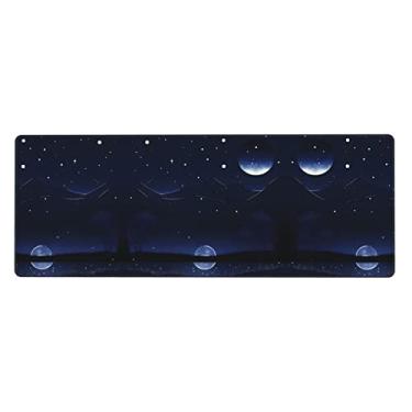 Imagem de Serene Blue Night View – Teclado de borracha extra grande, 30 x 80 cm, teclado multifuncional super espesso para proporcionar uma sensação confortável