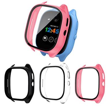 Imagem de Snyeest [Pacote com 3 capas compatíveis com protetor de tela Gizmo Watch 3 para crianças, capa de vidro temperado compatível apenas com Verizon Gizmo Watch 3 (preto + transparente + rosa)