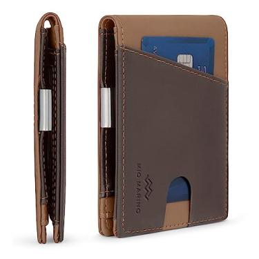 Imagem de Carteira Mio Marino Slim para Homens – Carteira Dobrável com Bolso Frontal – Bloqueio Avançado de RFID/Proteção contra Fraude – Janela para Identificação e Clipe para Dinheiro, Cinza/laranja, One Size, Minimalista