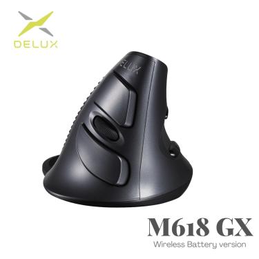 Imagem de Delux m618 gx ergonômico vertical mouse sem fio 6 botões 1600dpi ratos ópticos com para pc laptop