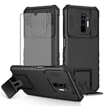 Imagem de Asuwish Capa de telefone para Xiaomi Redmi Note 8 Pro com protetor de tela de vidro temperado e capa de câmera deslizante suporte suporte fino acessórios de celular protetora Redme Note8 8pro mulheres