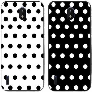 Imagem de 2 peças preto branco bolinhas impressas TPU gel silicone capa de telefone traseira para Nokia todas as séries (Nokia C01 Plus)
