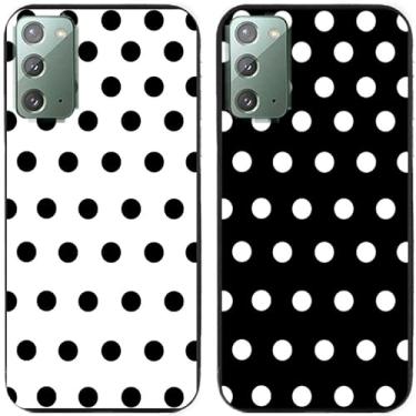 Imagem de 2 peças preto branco bolinhas impressas TPU gel silicone capa de telefone traseira para Samsung Galaxy All Series (Galaxy Note 20)