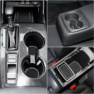 Imagem de auovo Forro de suporte de copo compatível com acessórios Honda Civic Sedan 2022 2023 11ª geração Civic antipoeira ajuste personalizado porta-copos bolso porta console central tapetes acabamento