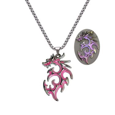 Imagem de Colar de dragão de aço inoxidável com dragão que brilha no escuro para mulheres e homens colar de formatura de verão joia presente, Aço inoxidável, Sem Pedra Preciosa