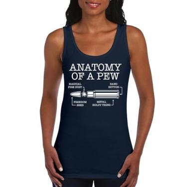 Imagem de Camiseta regata feminina Anatomy of a Pew 2nd Amendment Second Gun Right to Bear Arms Dont Tread on Me American Patriotic, Azul marinho, XXG